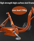 Steel frame of Ultimate 20 Inch Adult Tricycle With Large Rear Basket And Lid, highlighting high strength and 150kg max load capacity