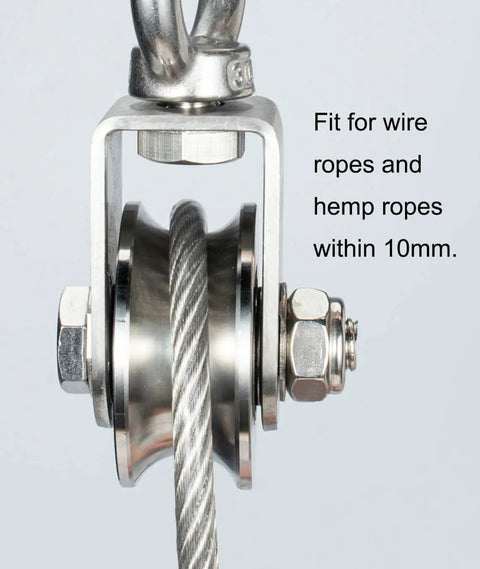 Heavy-Duty Cable Pulley Wheel With Swivel Block, Stainless Steel Single Pulley With Two Bearings Inside For Smooth Silent Operation