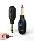 2.4GHz Wireless Guitar Transmitter And Receiver Set For Electric Guitar And Bass, No Latency, 24-Bit 48kHz Audio, 100-Foot Range, Rechargeable, Easy Pairing, Gig-Ready Pro Studio Setup For Live Performance And Rehearsals, black transmitter and receiver displayed.