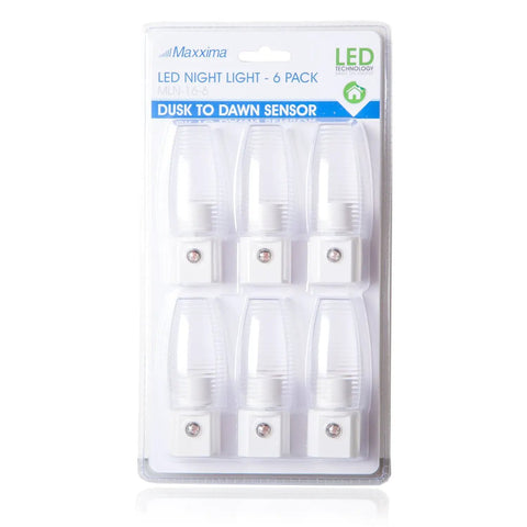 MLN 16 LED Plug In Night Light With Auto Dusk To Dawn Sensor And 5000K Daylight Illumination 5 Lumens Six Pack packaging