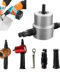 Double Headed Sheet Metal Nibbler Cutter With Adjustable 360 Degree Heads, Includes Handle And Wrench, Three Color Set for Workshop