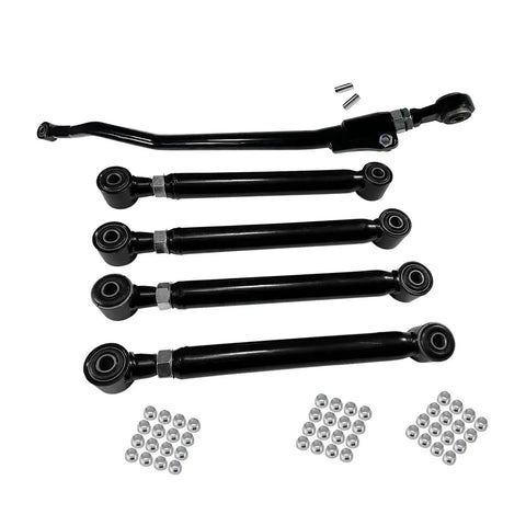 Adjustable Front Control Arms 1-6 Inch Lift Kit For 2003-2009 Dodge Ram 2500 3500 4WD With 0-3 Inch Track Bar Lift Beefy Heavy Duty Upper And Lower Arms Panhard Bar Off-Road Ready Suspension Upgrade, black steel arms with bushings