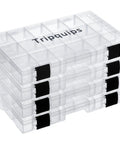 Stack of four Durable 3600 Tackle Trays with Adjustable Removable Dividers BPA Free Plastic Fishing Storage Organizer Box