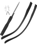 Replacement Eyeglass Arms Durable Temple Legs For Quick Eyewear Repair Kit Easy To Install Comfortable Fit And Stylish Design For A Fast Glasses Fix At Home. Image shows black eyeglass arms with screwdriver, nose pads, and screws.