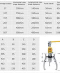 Heavy Duty Hydraulic Gear Puller With Two Or Three Jaw Bearing Separator For Backyard Mechanic Hub And Belt Pulley Extraction Grease Monkey Approved Steel Build specifications chart.