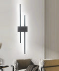 Modern LED Wall Light Two Light Wall Sconce For Bedside Hallway And Stairwell, 35 Inch Rectangular Wall Mount Lamp, Black Finish, 6000K