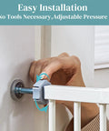 Adjustable Baby Gate For Pets 29 To 39.6 Inches Wide, 30 Inch Tall, Auto Close On Both Sides, One Hand Opening shown being installed