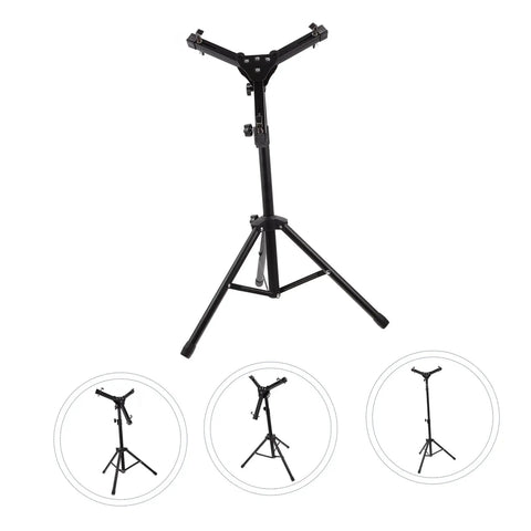 Rock Solid 12 Inch Folding Drum Rack Set With Adjustable Snare Stand Portable Black Drum Holder For Silent Practice side view