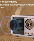 Retro Bluetooth Speaker Portable Wireless Speaker With Crystal Clear Stereo Sound And Rich Bass Pink Color close-up with dials