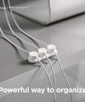 Magnetic Cable Management Buttons And Holder To Keep Three Cables Neat And Tidy on a desk, Midnight Black, silicone buttons