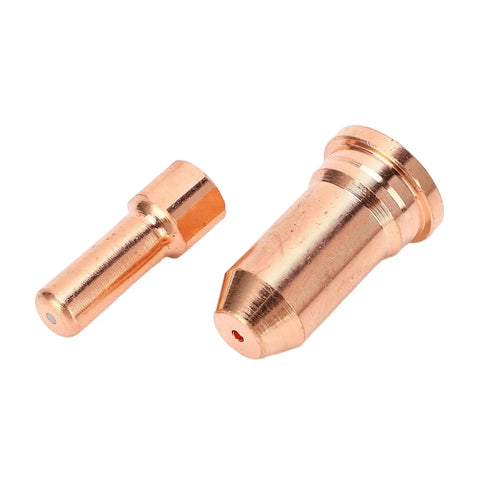 Solid Crafted 1.5Mm Copper Nozzle Electrode Kit With 10 Pieces For PT100 Series Plasma Cutter, two copper nozzles shown.