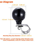 Diagram showing dimensions of 8 Ball Steering Wheel Assist Booster Grip Hand Control Spinner Suicide Knob for tractors and mowers.