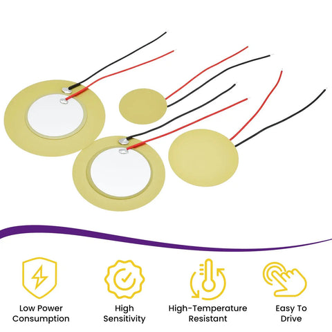 Piezo Disc Transducer Set With Wires 32Pcs 4 Sizes 20Mm 27Mm 35Mm 41Mm For Acoustic Guitar Drum Triggers And Other Acoustic Instruments