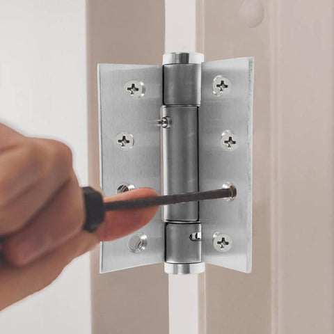 Installation of Self Closing Door Hinges 4 Inch Aluminum Alloy Spring Loaded Door Hardware Set For Home Use Two Pack