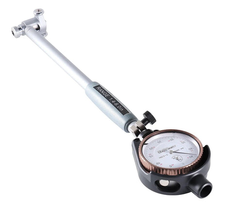 Dial Bore Gauge Set 1.4 To 6 Inch Range With Carbide Tipped Probes, Self Centering Heads, Bezel Lock For Zero, Chrome Handle, 0.0005 Inch Graduation, Durable Pro-Grade Hole Measurement Tool