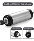 ProLevel 2.2Kw Water Cooled Cnc Spindle Motor Workhorse with 80mm ER20 spindle, showcasing unique design and connections.