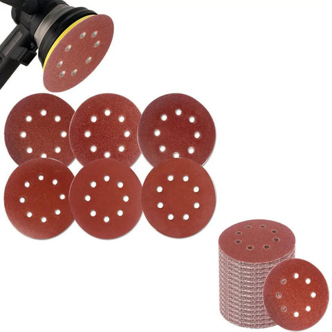Grab These 60-Piece 5-Inch 8-Hole Hook And Loop Sanding Discs With Aluminum Oxide Grit for polishing metal and wood.