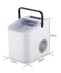 Compact Countertop Ice Maker Cranks Out Fresh Bullet Ice In Record Time Featuring Smart Digital Controls and an Integrated Handle.
