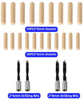 Dual Spindle Dowel Jointer With Adjustable Tilt Fence For Precise Wood Joints, Includes 8mm And 6mm Bits, 80 Wooden Dowels