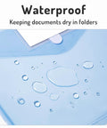 10 Pack Heavyweight Binder Pockets With Tight Closures Side Loading For 3 Ring Binders shown waterproof with water droplets