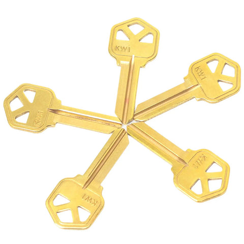 Brass Finish KW1 Uncut Key Blanks Pack Of 50 For Locksmiths Durable Brass Blank Keys Ready To Cut And Customize Premium KW1 Blank Keys