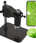 Portable Digital Microscope 50X-1000X Magnification Handheld With Adjustable Stand HD USB Camera Capture Photos And Video Compatible With Apple Phones Android Windows Mac, black stand