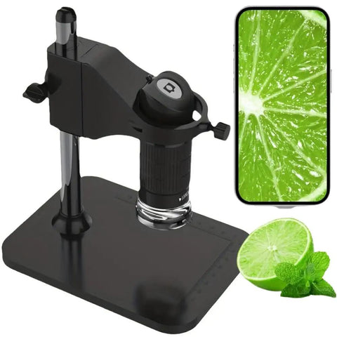 Portable Digital Microscope 50X-1000X Magnification Handheld With Adjustable Stand HD USB Camera Capture Photos And Video Compatible With Apple Phones Android Windows Mac, black stand