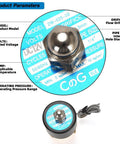 Top view of Brass Electric Solenoid Valve 12V Quarter Inch Port Normally Closed For Water Air Gas Fuel Oil with product parameters.