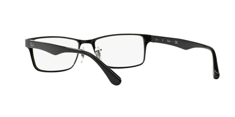 Unisex RX6238 Square Prescription Eyewear Frames in Shiny Black with Demo Lens, Eye Size 53mm, Side Angle View