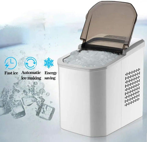 Hassle Free Portable Electric Countertop Ice Maker Drops Twenty Six Pounds Of Crisp Cubes Fast With Ultra Quiet Operation And Clear Sight Window for home use.
