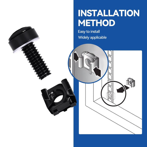 Badass M6 X 20mm Rack Mount Screws And Cage Nuts Bundle For Server Racks Router Audio Cabinets Wall Network Enclosures 30 Pack, installation method
