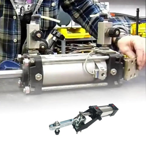 Heavy Duty Pneumatic Clamp With Quick Toggle Action For Precise Workpiece Holding And Fast Setup Pro Grade Build 499.4 Lbs Max Force GH-12132-A Durable Hot Rolled SPHC Steel Clamp Tool For Metalworking And Assembly on workbench