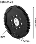 Rc Car Metal Spur Gear 64T For Tamiya TT02 High Speed Gear Set TAM54500 Replacement Part, black hardened steel, dimensions