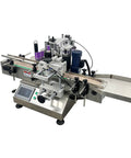 Heavy Duty Desktop Automatic Round Bottle Labeling Machine With Chain Conveyor And Integrated Print Coder For Clear And Gold Foil Labels Works Like A Dream 110V Model, stainless steel construction, ergonomic design.
