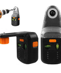 Dead On 4 In 1 Wall Laser Level Kit Featuring Bright Green Line And Integrated Dust Collection Mount For Slick Home Renovation And Precision Woodworking Builds, handheld laser level with dual bubble vials.