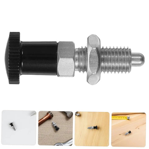 Built Tough Stainless Steel Reset Spring Plunger Featuring Self Locking Control Knob And Rapid Return Indexing Pin designed for heavy machinery tooling.