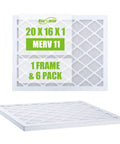 Six Pack 16x20x1 Air Filter MERV 11 MPR 1000 With Durable ABS White Frame Easy To Install Captures Dust And Allergens