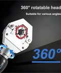 Electric Rechargeable Hydraulic Crimping Pliers EP-7842 Portable Pipe Flaring Tool showing 360° rotatable head for various angles.