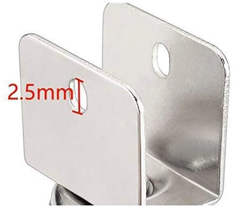 Close-up of U bracket from 4 Piece Furniture Casters Set With U Bracket And Brakes 50mm Soft Rubber Wheels Dust Cover Easy Glide.