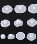Plastic Gears Kit For DIY Animatronics And Robotics Projects, Double Gear Motor Set With 64 Parts shown on black background