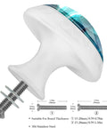 Premium Four Pack Blue Marble Agate Drawer Knobs With Crystal Glass Tops And Durable Plastic Bases For Kitchen Cabinets And Dressers featuring a mushroom shape.