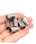 Grab These 20 Flat Head Threaded Insert Nuts Made Of Top Grade 316 Stainless Steel For Super Durable Corrosion Resistance In Any DIY Metalworking Or Home Improvement Project Right Now, held in a hand.