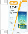 Acrylic Sign Holder 8.5x11 Wall Mount Clear Plastic Poster Frame With Double Sided Tape No Tools Required Easy Install, packaging view.