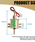 Heavy Duty 12V Low Pressure Fuel Supply Pump For Cars And Motorcycles Plunger Transfer Unit with size dimensions and connectors.