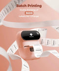 Super Duper Cool M110 Wireless Bluetooth Label Printer, Go To Baby Pink Portable Address Label Maker with printed labels.