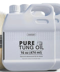 Straight Up Pure Tung Oil 32 Oz Bulk Bundle With Professional Brush Food Safe Finish And Waterproof Sealant Low Odor Hella Tough Wood Sealant For Furniture Cutting Boards Floors And Countertops - Two 16 oz bottles of pure tung oil.