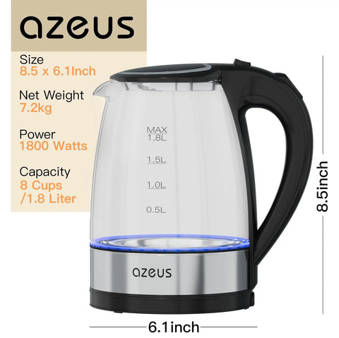 Fast 1800W Electric Kettle With 1.8L Capacity Double Wall Anti Scalding BPA Free White Tea Kettle Quick Boil In Minutes Keeps Water Hot Longer Auto Shut Off
