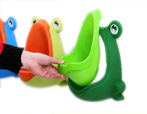 Heckin Cute Frog Potty Training Urinal For Boys With Funny Aiming Target And Super Suction Cup Mount Easy Clean Removable Bowl Adjustable Height Straight Up Great For Little Dudes