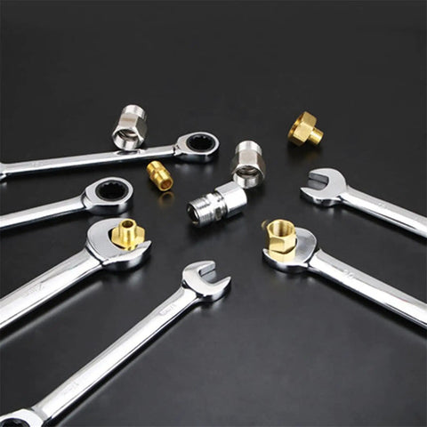Spanner Set With Ratchet Wrenches Chrome Steel Fixed Head Wrenches Universal Sockets Grip Friendly Hand Tools Kit 12 Piece