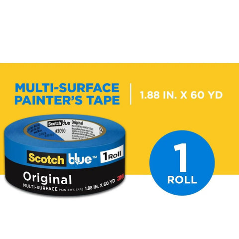 Painter's Tape 1.88 Inch By 60 Yard Multi Surface With Medium Adhesive, shown in blue roll packaging.